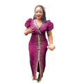 Hot Selling Elegant African Dresses Mesh Gauze Women African Clothing Luxury Rhinestones African Ankara