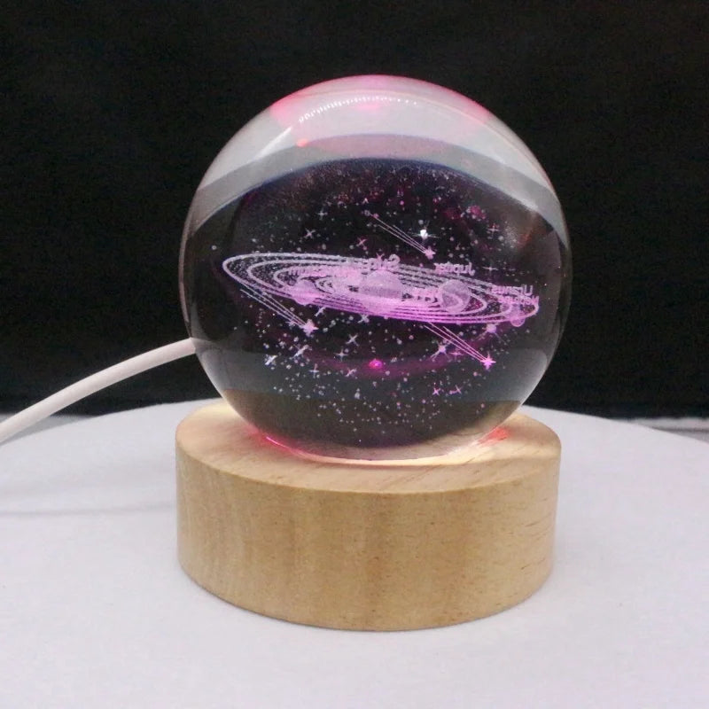Practical Starry Sky Glowing Crystal Ball Night Light - Creative Desktop Decor Gift Men  Women Birthday Graduation Present Idea