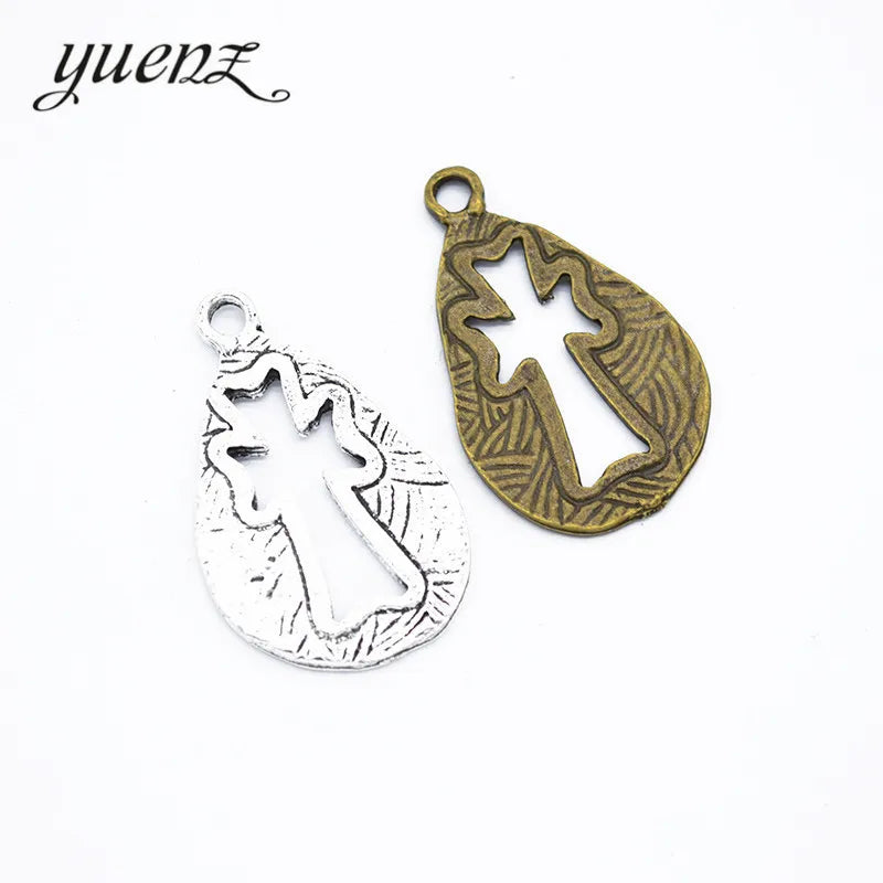 YuenZ 2 colour Antique silver color cross Charms Pendant Necklace earring Bracelet DIY Jewelry accessories 31*19mm T95