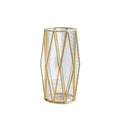 Geometric Gold Luxury Iron Metal Glass Vase Modern Stable & Durable Home Hotel Living Room Bedroom Christmas Decoration