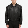 Custom Leather Jacket for Winter Motorcycle Biker Riding Short Cropped Windbreaker Bomber