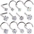 20G Surgical Steel Twisted Nose Studs Screw Ring Body Piercing 4 Shapes Zircon Nose Ring Crystal Nostril Jewelry Wholesale