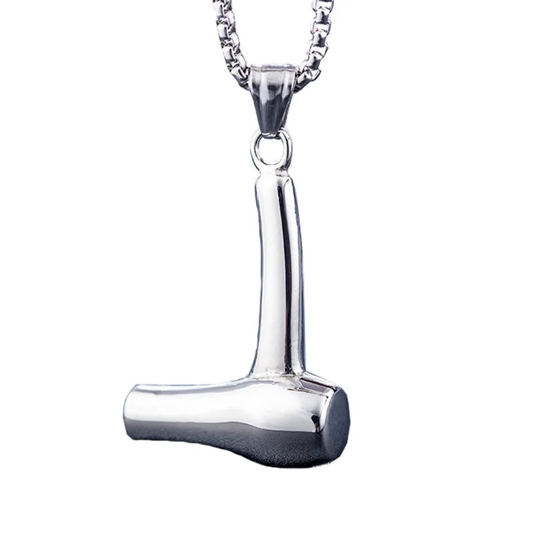 Stainless Steel Barber Shop Store Knife Hairdryer Hair Dryer Pendant Necklace Gold Plated Punk Christian Religious Men Children