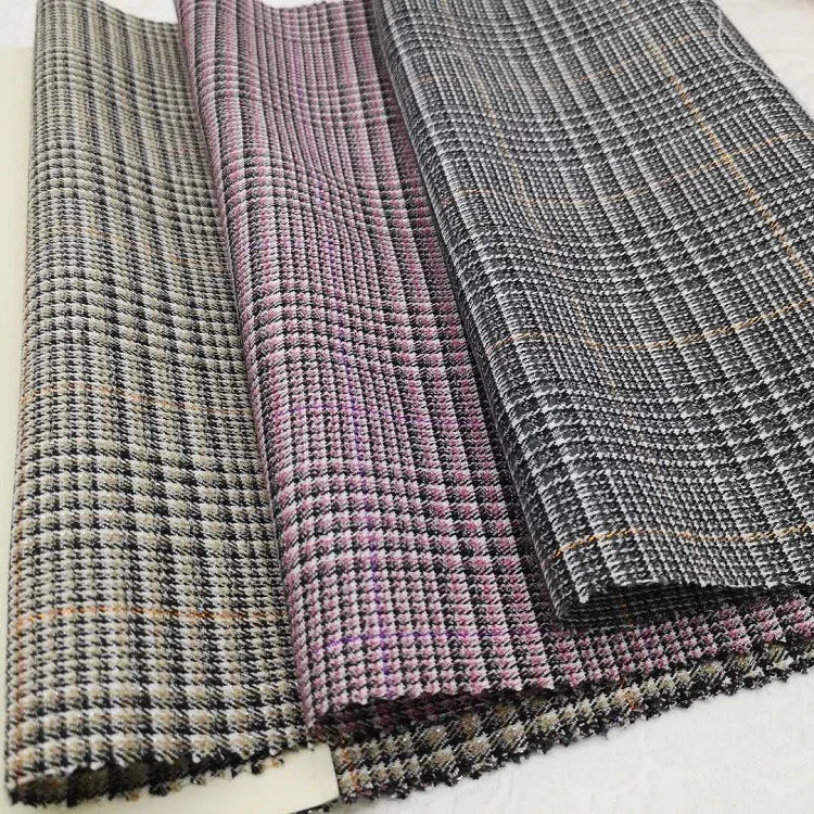 Factory Direct Ladies Suit Plaid Fabric Polyester Stretch Yarn-dyed Jacquard Fashion Pleated Skirt Plaid