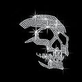 Wholesale Grade AA Glass Iron-on Clear/Pink/Blue Rhinestone Transfer Motif Skull Logo Hot-Fix Heat Transfers for Clothing