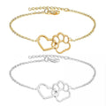 Dainty 18K Gold Silver Plated Stainless Steel Chain Women Copper Charm Dog Paw Heart Bracelet Jewelry