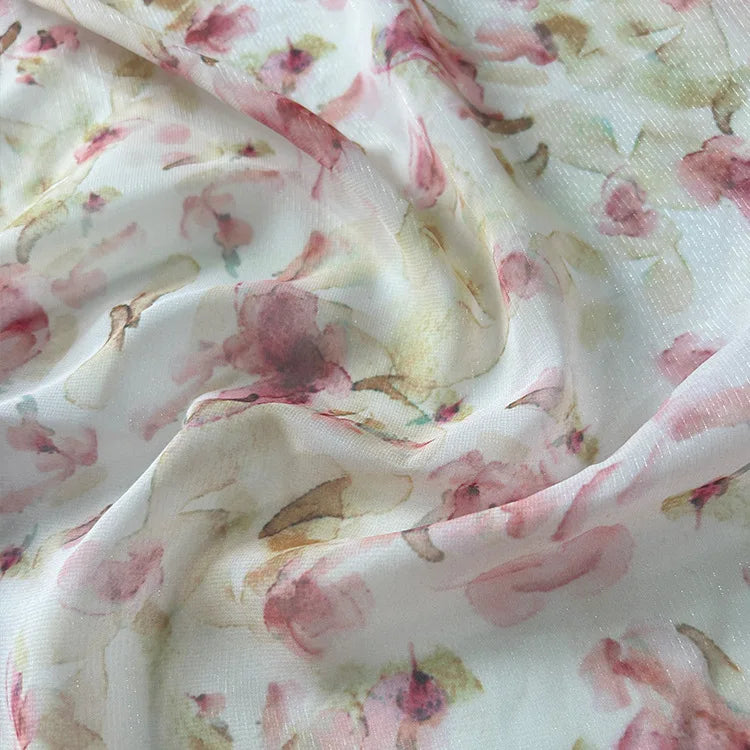 New Innovation Chiffon Blouse Women Fabric Custom Pattern Chiffon Tops and Blouses Fabric Polyester Chiffon Fabric
