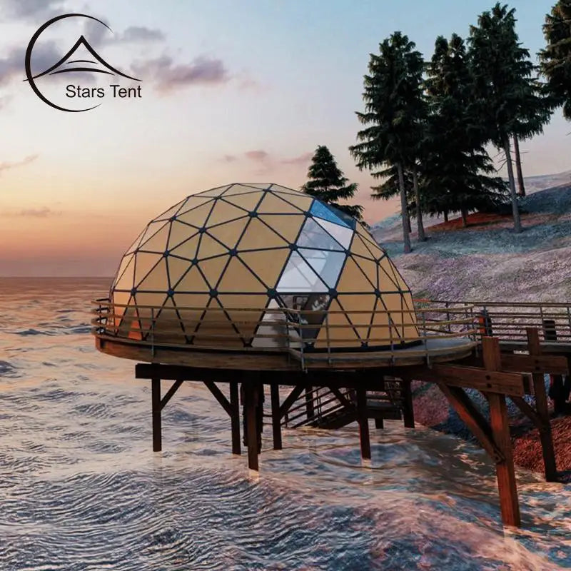 Camping Transparent Glamping Igloo Domed Tent With a Bathroom