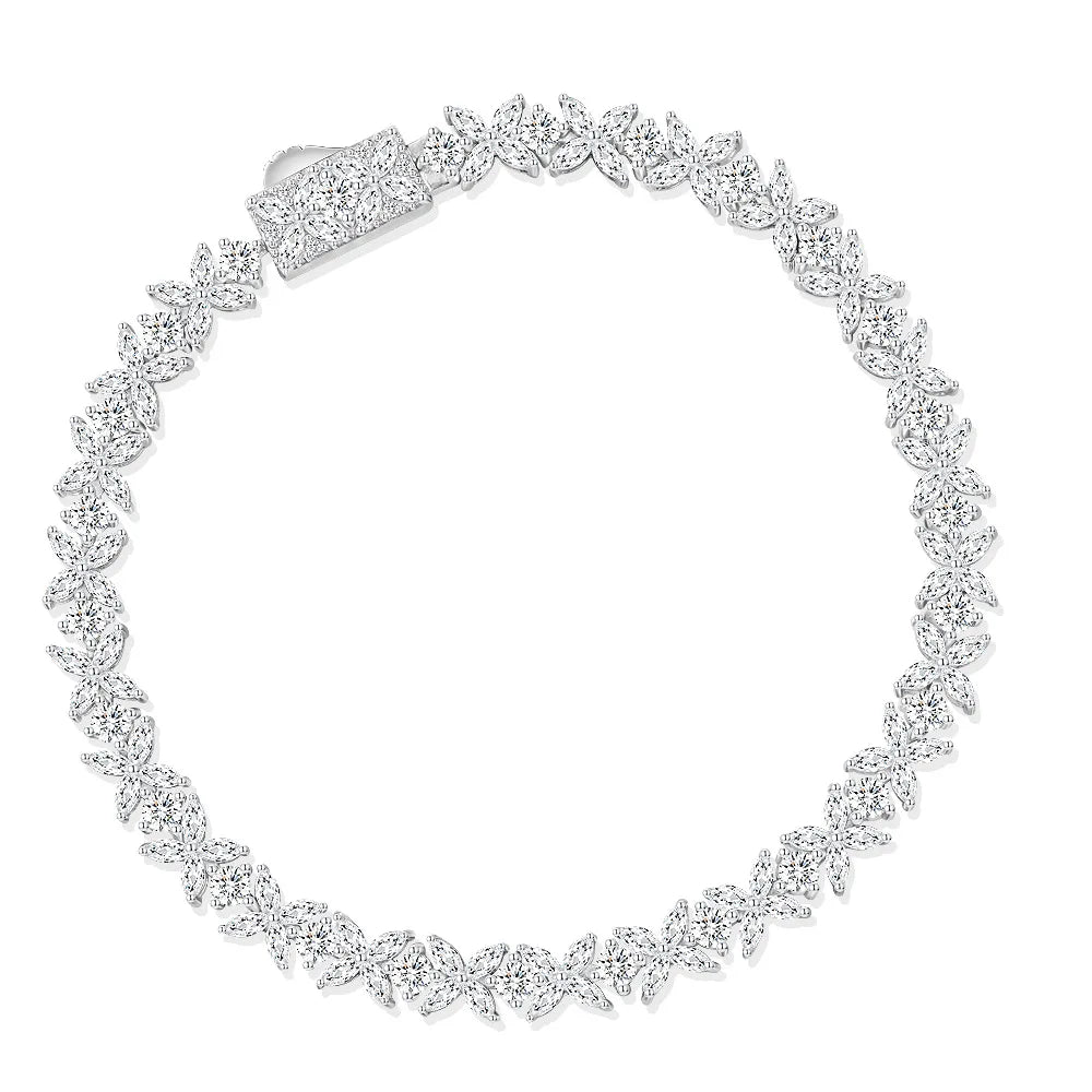 2024 New Arriving 925 Sterling Silver Full Pave Zirconia Diamond Luxury Band Bracelet