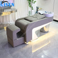 Comfortable Backwash Shampoo Station Chair Foot Pedal Ceramic Hair Wash Bowl Custom Leather Standing Shampoo Chair for Salon