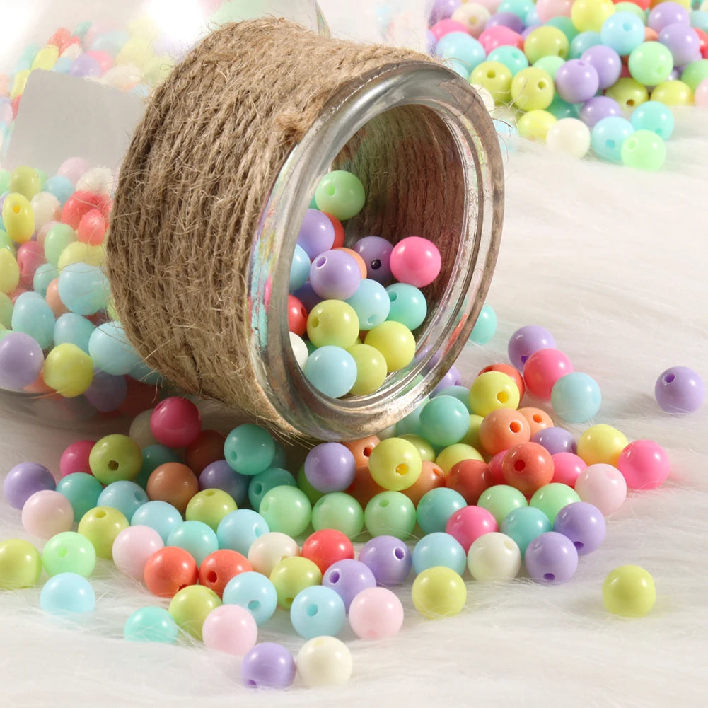 Wholesale Cheap 4/6/8/10/12MM Round Colorful Smooth Plastic Acrylic Loose Beads for Jewelry DIY
