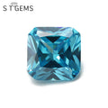 Square Chamfer Artificial Zircon Stone Brilliant Cut Sea Blue Sapphire Cubic Zirconia for Jewelry Making