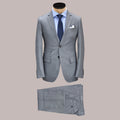 Wholesale Price Men's Slim Fashion Casual Suit Smoky Gray Pure Wool Business Formal Two Piece Set Single Breasted Zipper Fly
