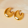 High End 18k Gold Plated Stainless Steel Smooth Jewelry Large Statement Chunky Jewelry Exaggerated Large Stud Earrings for Women