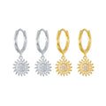 EH1144 18K Gold Plated Luxury Jewelry S925 Sterling Silver Sunflower CZ Stone Diamond Earrings Fashion Drop Earrings for Women