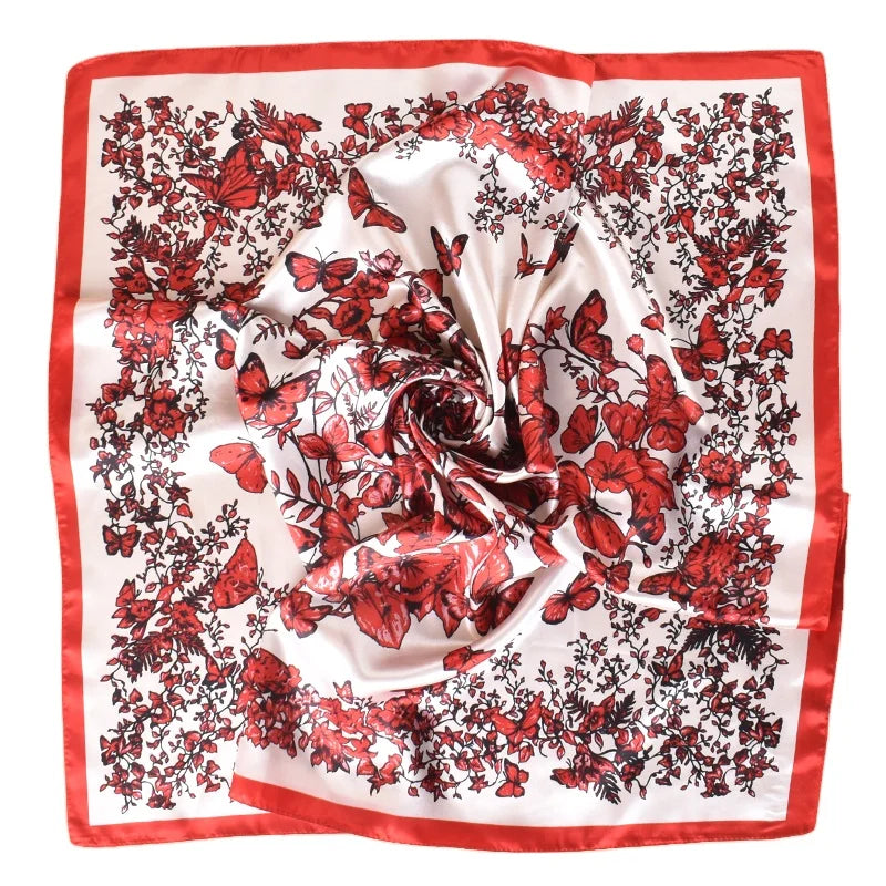 QL New 100% Silk Women's Hair Scarf Handkerchief Bandanas Hijabs Custom Design Leopard Polka Dot Solid Plaid Striped Custom Size