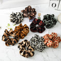 Wholesale XXL European and American Style Leopard Satin Scrunchie Flower Patterned Hair Tie with Lace for Girls