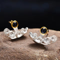 Lotus Fun Handmade 18k Gold Starry and Waves Gold Plated 925 Sterling Silver Stud Earring Jewelry Making Fine Jewelry for Women