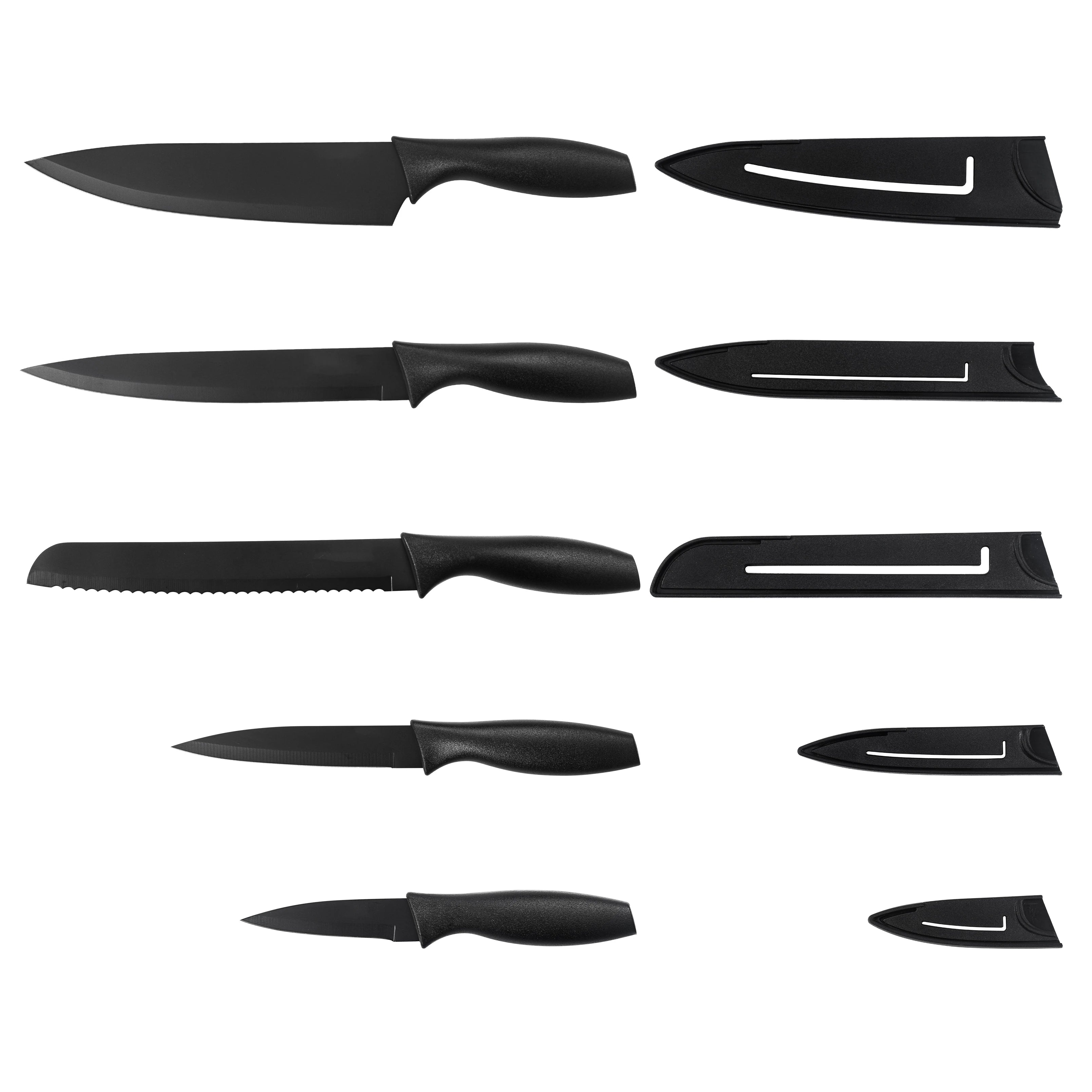 Hot Sale 10 PCS Eco-Friendly Kitchen Knife Set with Non-Stick Coated Stainless Steel Blades and PP Handles
