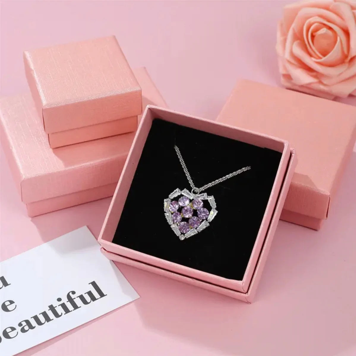 MOQ 100 Custom Print Logo Classic Style Rigid Cardboard Foam Insert Rectangle Shape Gift Packaging Box Lid for Necklace Jewelry