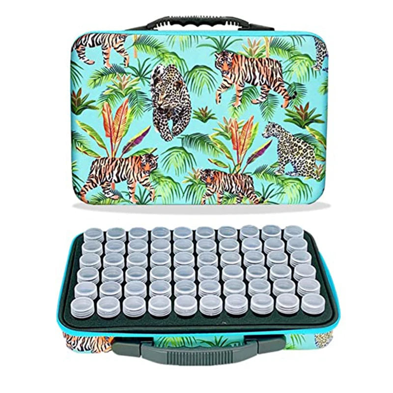 2022 New Diamond Painting Storage Containers 60 Slots Big Capacity Accessories Beads Rhinestones Organizer Box (Tiger Slot)