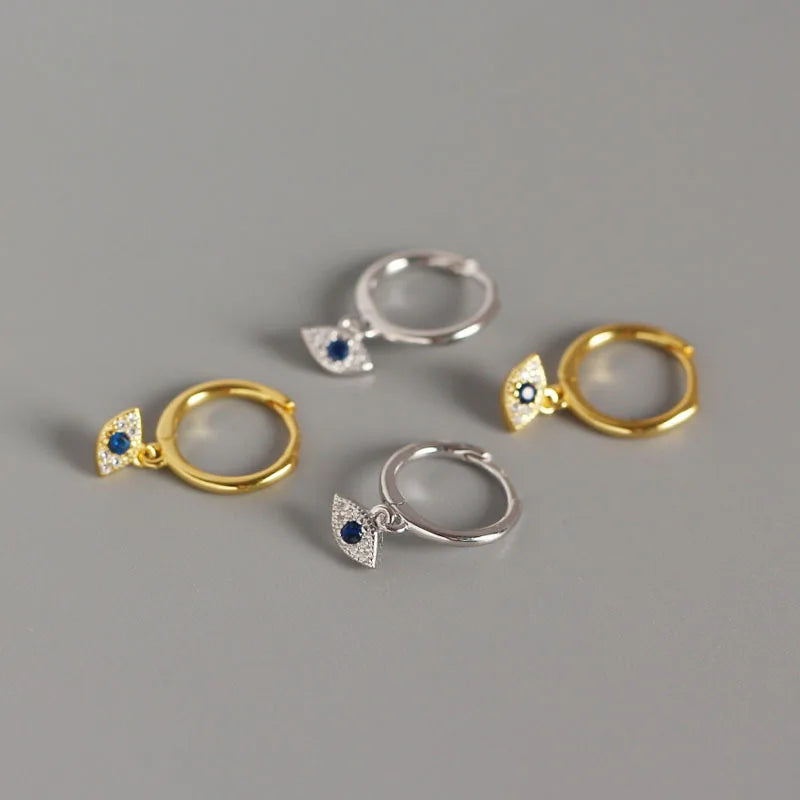 BASQUESUN Factory Wholesale Custom European and American Devil's Eye S925 Silver Inlaid Zircon Fashion Creative Earrings