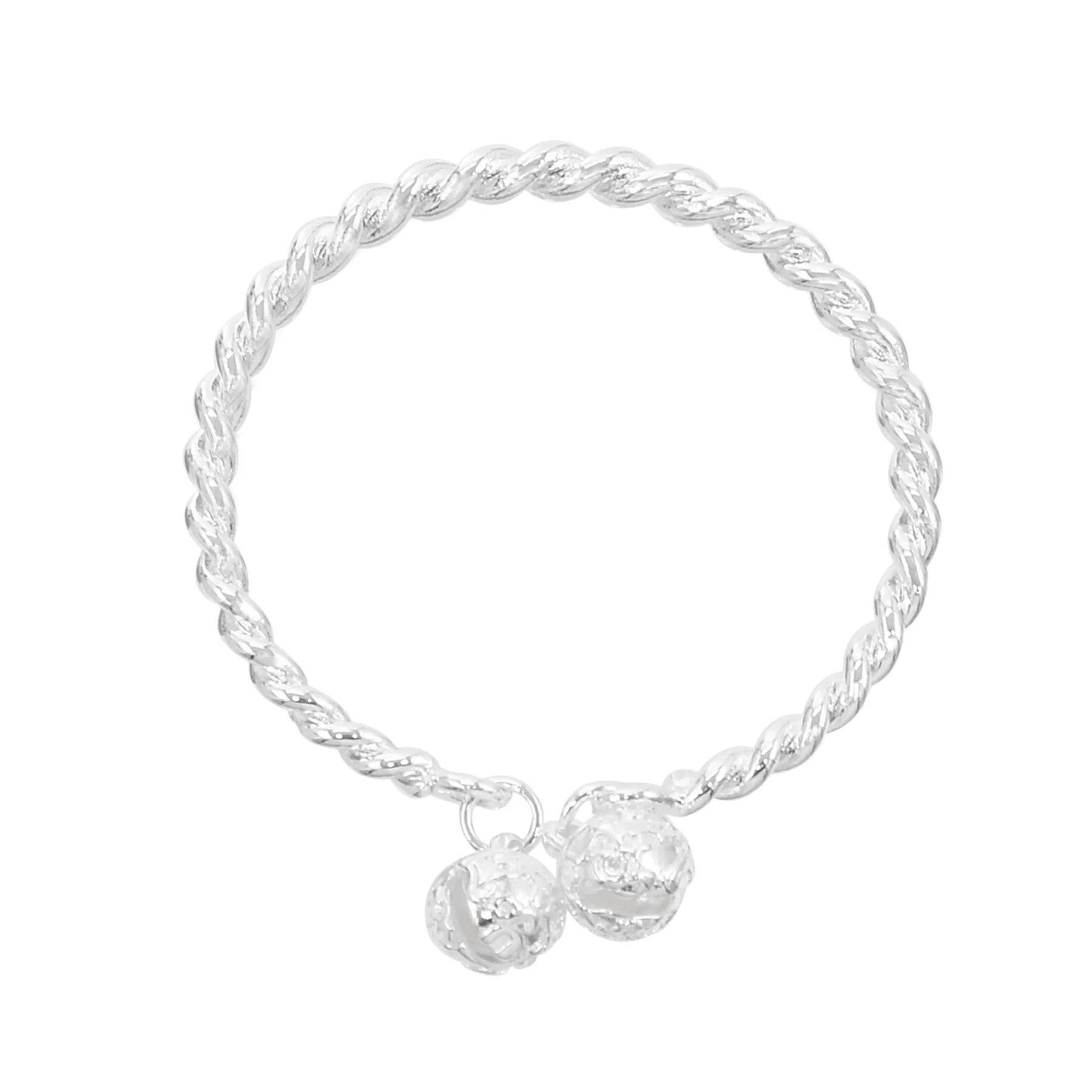 Silver Bracelet for Women Bell Simple Open Bracelet Personalized Lucky Bracelet Birthday Gift Women