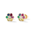 LOZRUNVE 925 Sterling Silver Jewelry Bohemian Bezel Rainbow Flower Stud Earring