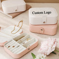 Custom Logo Mini Small PU Leather Travel Jewelry Box Organizer Case Jewerlys Storage for Earrings and Necklaces PC Material