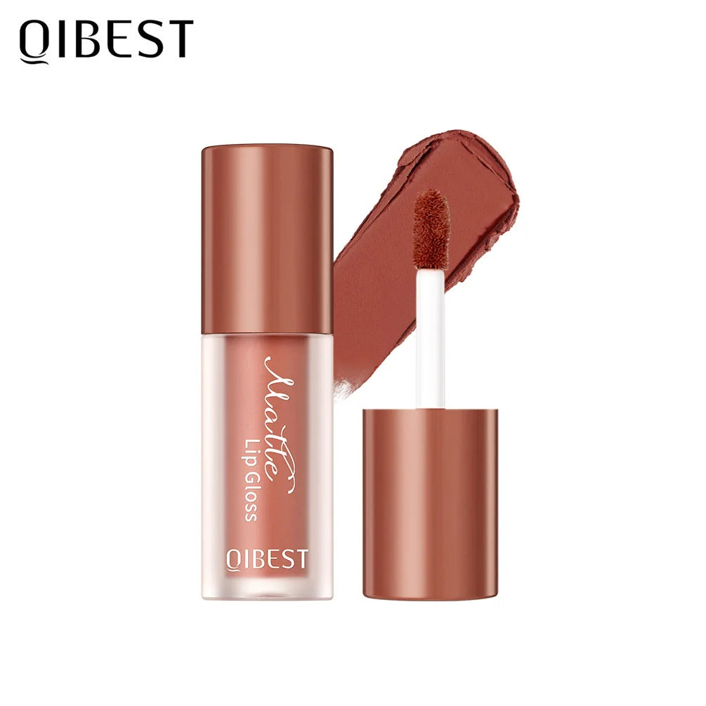 QIBEST 12 Color New Lip Glaze Matte Lip Gloss Liquid Lipstick Long-lasting Moisturizing Matte Beauty Lip Makeup