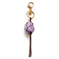 Original Bohemian Lucky Large White Crystal Fluorite Key Ring Woven Technique Cat Pattern Natural Amethyst Bag Pendant Key Chain
