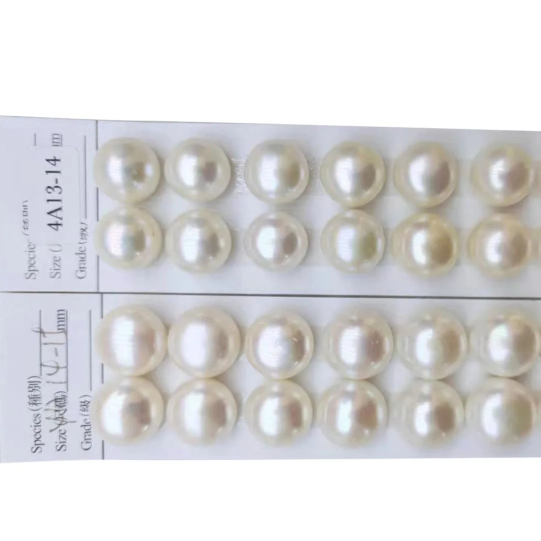 AAA 13-15 mm Freshwater Button Shape Loose Pearls Natural Genuine Real One-Hole Half-Drilled No Holes