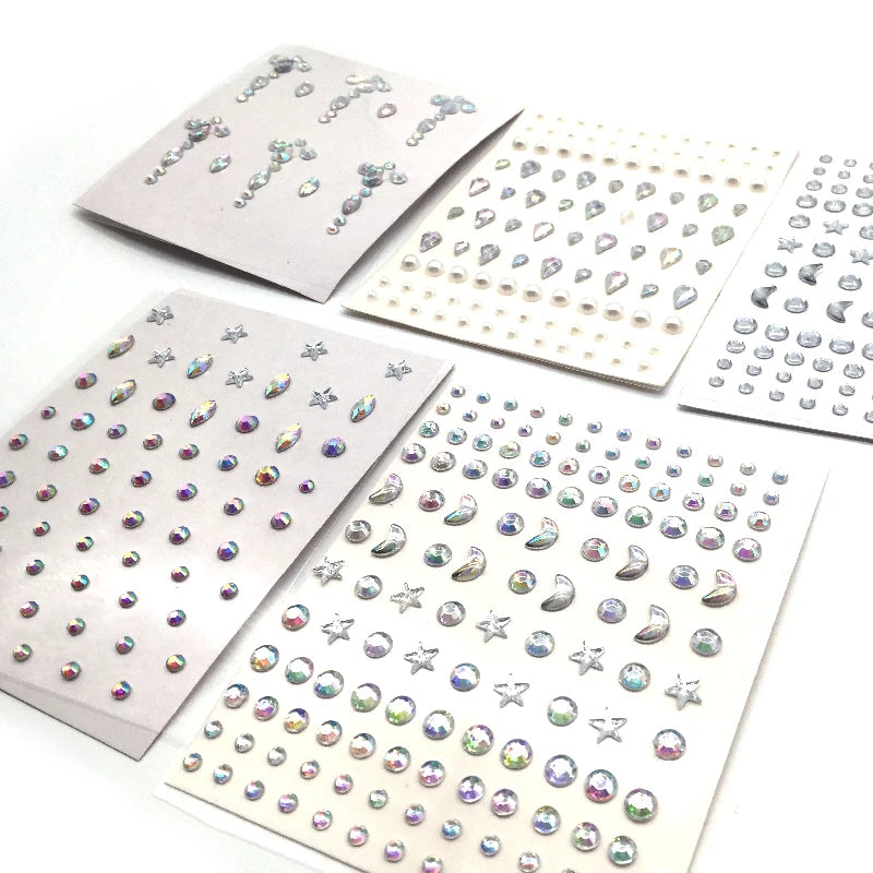 Acrylic Face Decoration Sticker Diamond Sticker Crystal Pearl Eyebrow Face Drill Makeup Rhinestones Stickers