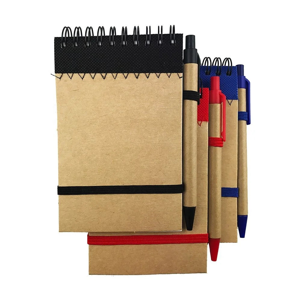 Eco-friendly Recycled Jotter Pad With Spiral Binding and Paper Ball Pen NB009 Promotional Gifts Banya Recycled Paper Jotter Pad