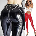 Womens Spandex Liquid Leggings Latex Back Zipper Wet Look Pants Shiny Vinyl Trousers Fetish Clothes Leather Leggings