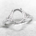 Sterling Silver 8*10mm Semi Mount Ring Empty Frame Blank Support Setting S925 Base Holder Without Center Stone for DIY Inlay