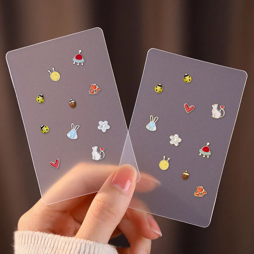 New Cartoon Love Cute Cat Rabbit S999 Sterling Silver Asymmetrical  Stud Earrings for Women Jewelry Accessories YB-XY-239
