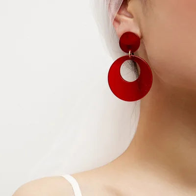 HOVANCI Unisex Trendy Transparent Big Acrylic Round Drop Dangle Earrings New Design for Wedding Party or Gift