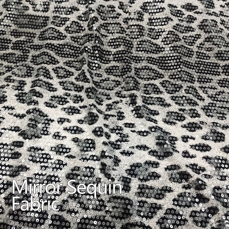 Quality Wholesale Leopard Fabric Shiny Fabric Free Sample Leopard Print Mirror Sequin Fabric for Dress