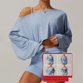 Gym Fitness Sports Long Sleeved Top Breathable Workout Running Women One Shoulder Bat Sleeve Casual Versatile Yoga Suit