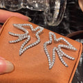 CAOSHI Exquisite Animal Design Swallow Full Zircon Big Earrings for Cute High Quality Wedding Silver Plated Stud Earrings Women