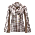 S-XXL Suit Coat Thousand Bird Plaid Double Breasted Shawl Small Coat Autumn and Winter New Top Coat