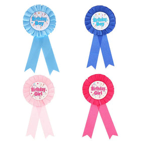 Birthday Girl Boy Satin Fabric Tinplate Badge Pin Women Rosette Button Pins Happy Birthday Girl Wedding Party Accessory Brooch