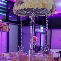 CH Wedding Crystal Candelabra Silver Metal Flower Stand Table Centerpiece Handmade Home Decoration for Aisle