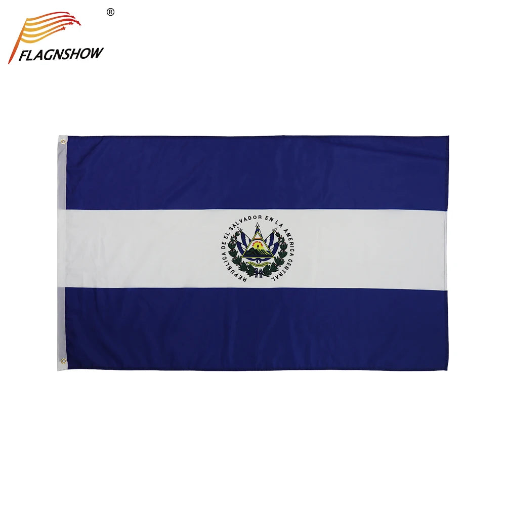 El Salvador Flag Vivid Color and Fade Proof Canvas Header and Double Stitched Salvadoran National Flags Polyester with Brass