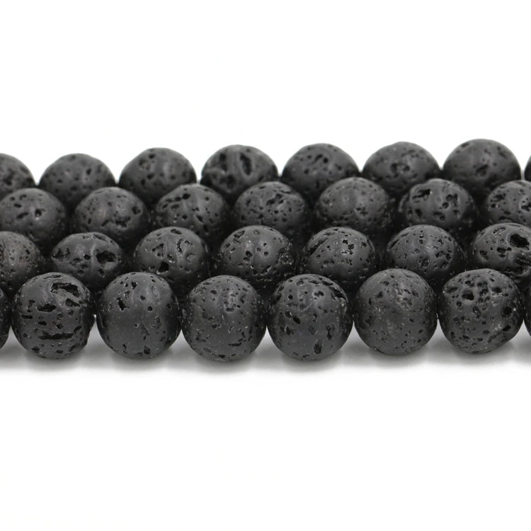 Wholesale Well Polish Round Shape Natural Loose Stone Volcanic Lava Rock Bead 6mm 8mm 10mm Black Lava Bead for Jewelry Making