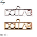 Custom Designed Rectangle Shape Hollow Metal Charm Tags Cute Silver Plated Jewelry Hang Tags with Logos for Gifts