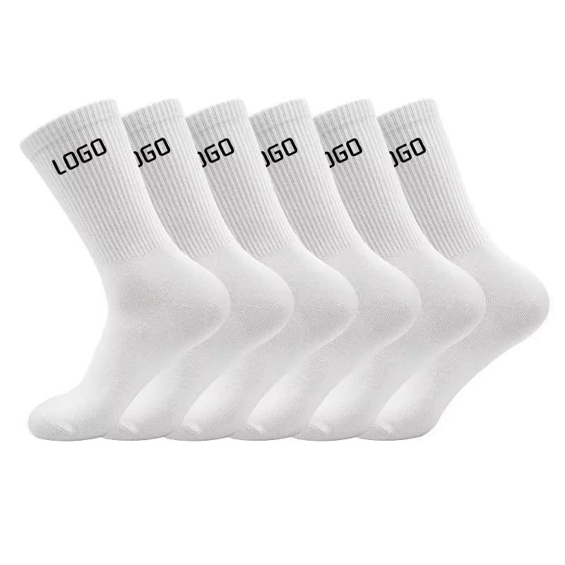 Customizable Jacquard Logo High Crew Body New Combed Cotton Mid-Calf Casual Socks for Men Women Spring Summer Sweat-Absorbent