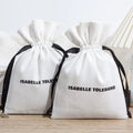 High Quality Custom Logo Printed Gift Twill Cotton Drawstring Bag Portable and Reusable with Double String for Jewelry