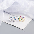 Lady's Non-Allergic 925 Sterling Silver Jewelry Valentines Gemstone Earrings Emerald Cut Crafted Colorful Zircon Huggie Earrings